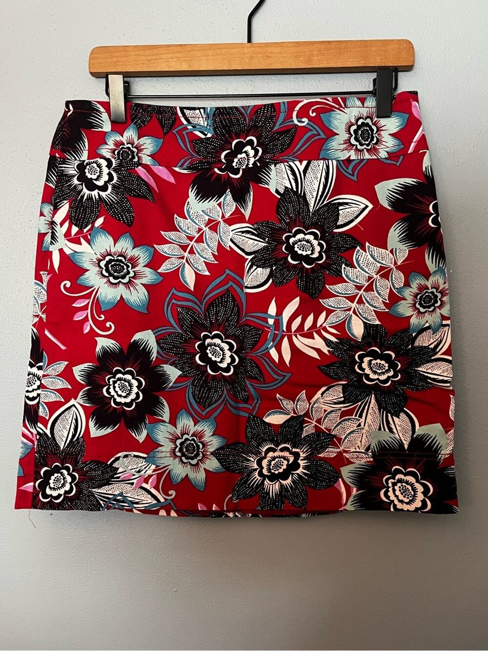 Talbots Red Floral Mini Skirt